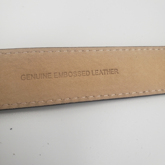 Talbots Genuine Embossed Leather Belt Black Medium 40" Gold Rhinestone Buckle - Picture 4 of 6